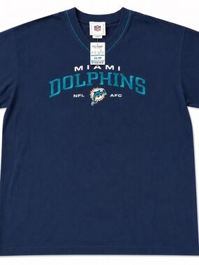 NFL Miami Dolphins Embroidered V-Neck Tee Men’s XL NWT